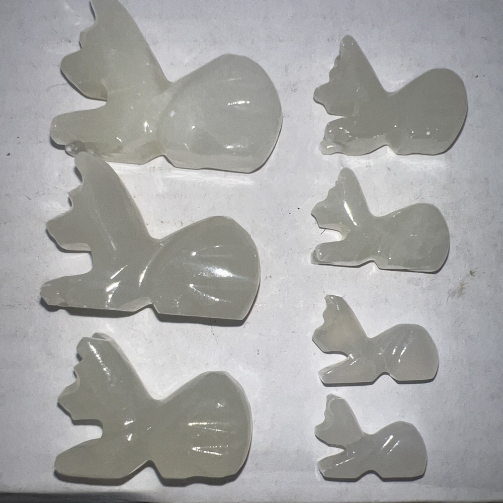 Vintage Hand Carved White Onyx Cat Figurines Graduated Family Set of 7 Mexico